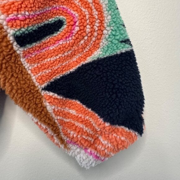 FREE PEOPLE Movement Rocky Ridge Pullover Womens S Orange Wave Geometric Fleece - Picture 6 of 12